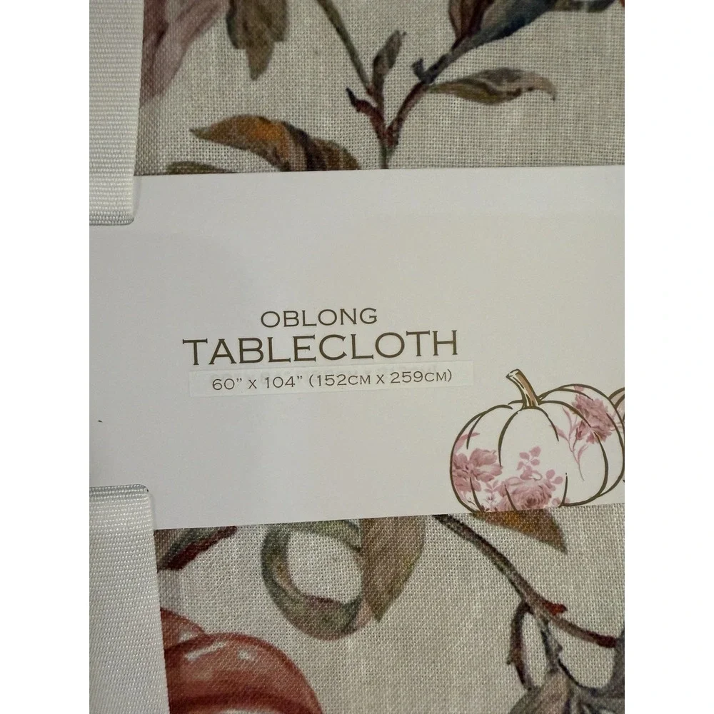 Shabby Chic Pumpkin Fall Tablecloth 60x104 Oblong Autumn Harvest Farmhouse
